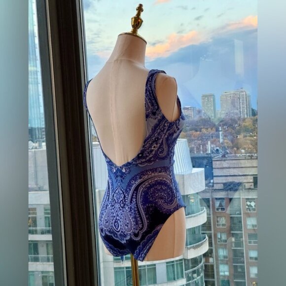 🆕 ZIMMERMANN 🧿 NWOT Wrap-Effect Paisley Print 1PC Swimsuit, Purple, Sz US 2/4 - Picture 7 of 16